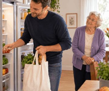 Gezellige boodschappen bij de koelkast